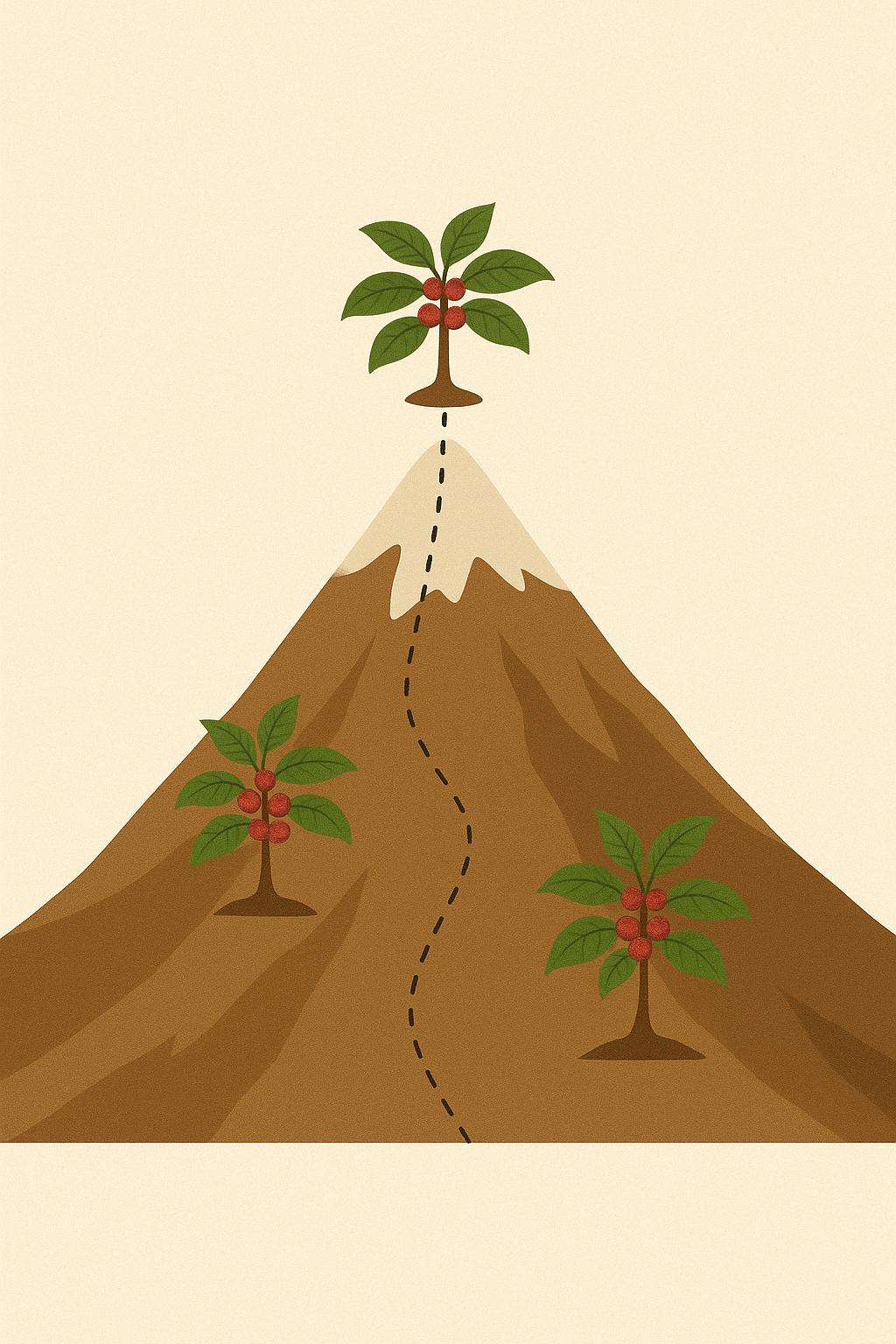 High altitude coffee plantation in mountains - coffee growing conditions